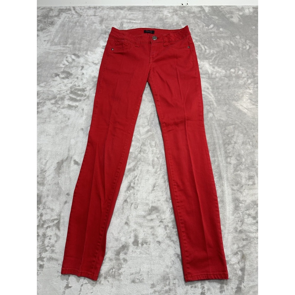 GLO Jeans Women's Juniors Size Medium Red Skinny Denim Stretch Pants 2012 EUC